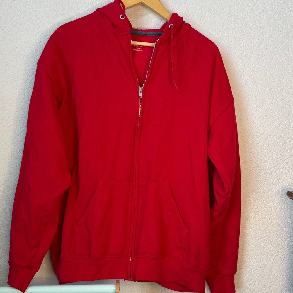 Atheltic Zip Up Jacket Hoodie Red size XL